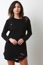 Destroyed French Terry Long Sleeves Dress