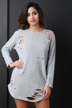 Destroyed French Terry Long Sleeves Dress