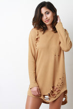 Destroyed French Terry Long Sleeves Dress