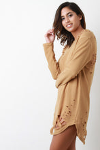 Destroyed French Terry Long Sleeves Dress