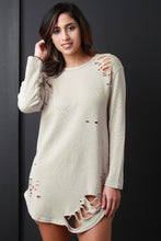 Destroyed French Terry Long Sleeves Dress