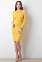 Stretchy Knit One Cold Shoulder Midi Dress