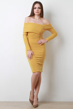 Thick Knit Off The Shoulder Midi Dress