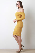 Thick Knit Off The Shoulder Midi Dress