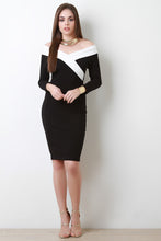 Off The Shoulder Two Tone Midi Dress