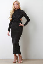 Side Cutout Runched Maxi Dress