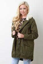 Faux Fur Trim Hooded Utility Jacket