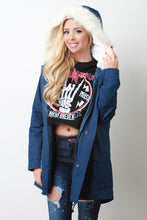 Faux Fur Trim Hooded Utility Jacket