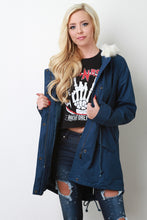 Faux Fur Trim Hooded Utility Jacket