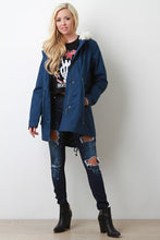 Faux Fur Trim Hooded Utility Jacket