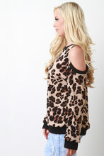 Knit Leopard Cold Shoulder Top