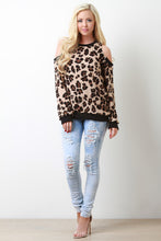 Knit Leopard Cold Shoulder Top