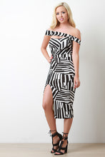 Geo Strapless Unbalanced Band Midi Dress