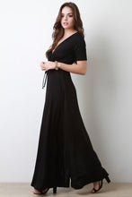 Surplice Short Sleeve Maxi Dress