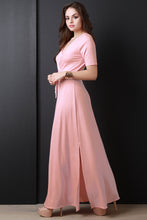 Surplice Short Sleeve Maxi Dress