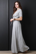 Surplice Short Sleeve Maxi Dress