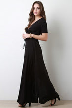 Surplice Short Sleeve Maxi Dress