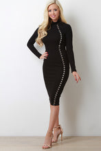 Bodycon Eyelet Long Sleeve Midi Dress