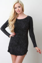 Acid Wash Long Sleeve Mini Dress