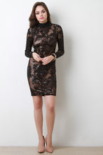 Semi-Sheer Sequins Long Sleeve Bodycon Dress