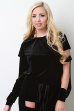 Smooth Velvet Cutout Long Sleeve Top