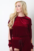 Smooth Velvet Cutout Long Sleeve Top