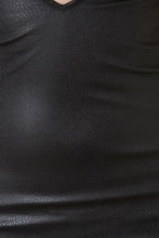 Vegan Leather Plunging V-Neck Bodycon Dress