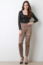 Distressed Knit High Waist Jogger Pants