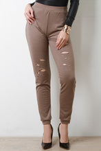 Distressed Knit High Waist Jogger Pants