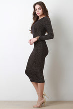 Two Tone Metallic Pinstriped Midi Dress