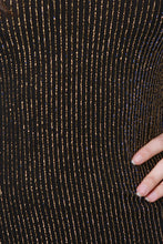 Two Tone Metallic Pinstriped Midi Dress