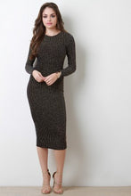 Two Tone Metallic Pinstriped Midi Dress