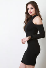 Cold Shoulders Basket Weave Textured Dress