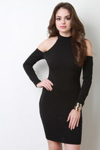 Cold Shoulders Basket Weave Textured Dress