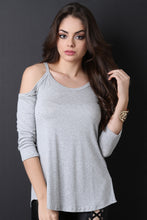 Cold Shoulder Button Accent Top