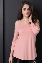 Cold Shoulder Button Accent Top