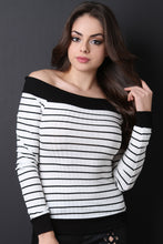 Long Sleeve Off The Shoulder Striped Top
