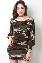 Camouflage Dolman Sleeve Knit Dress