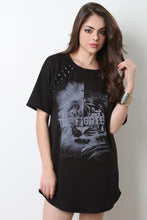 Lace Up Tiger Graphic Print Sweater Dress