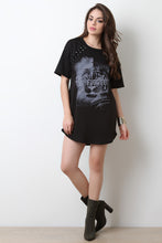 Lace Up Tiger Graphic Print Sweater Dress