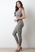 Short Sleeve Camouflage Crop Top