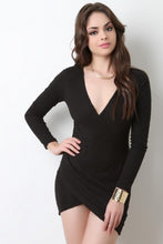 Soft Ribbed Knit Surplice Mini Tulip Dress
