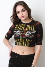 Raise Hell Darlin Bleach Distressed Crop Top