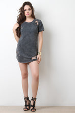 Casual Distressed Mineral Wash Tee Dress