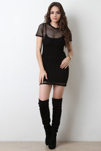 Short Sleeve Fishnet Mesh Mini Dress