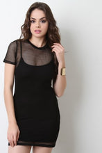 Short Sleeve Fishnet Mesh Mini Dress