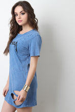 Rock N Roll Distressed Mineral Wash T-Shirt Dress
