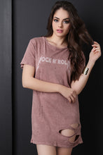 Rock N Roll Distressed Mineral Wash T-Shirt Dress