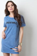 Rock N Roll Distressed Mineral Wash T-Shirt Dress