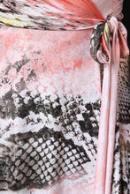 Mixed Print Long Sleeve Surplice Maxi Dress